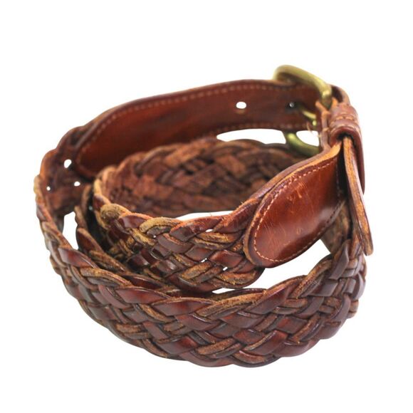 Coach 3850 WOVEN BROWN REAL LEATHER 1"Wd CASUAL DRESS MEN'S BELT Sz 36/90 (*17 - Picture 5 of 13